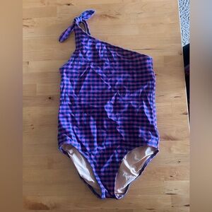 J. crew crew cuts one shoulder gingham swim